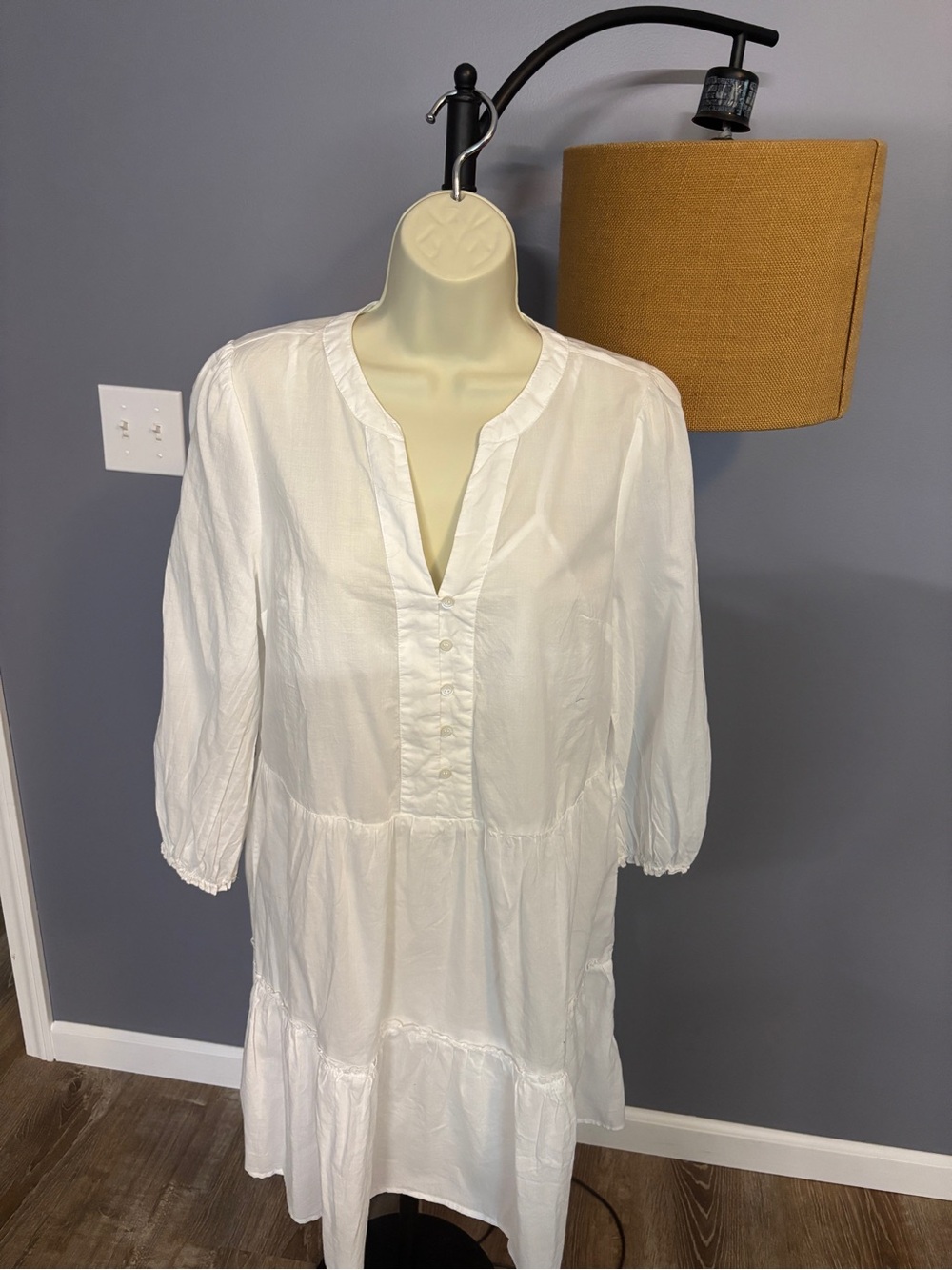 Michael Stars White Tiered V-Neck Mini Dress